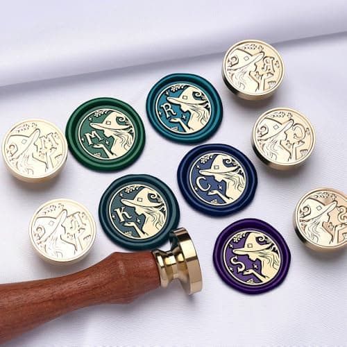 YOLAKIS Alphabet F Wax Seal Stamp Kit Magical Girl Style Initial Letter F Wax Stamp Brass Head Ideal for Decorating Christmas Cards Envelopes Gift Wraps Wedding Invitations(Kit F) - Thumbnail 3
