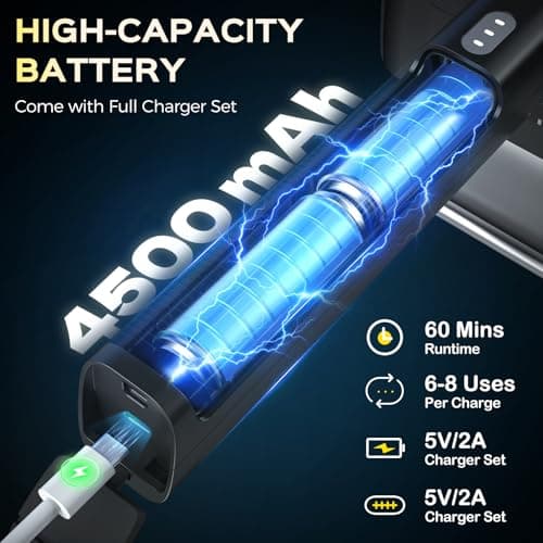 Electric Grill Brush, Grill Cleaner with LED Light, with 800 RPM Motor, Heavy Duty Grill Cleaning Tool (Yellow), Personalized Gift s for Dad - Thumbnail 4