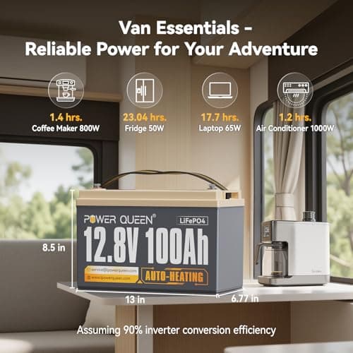 Power Queen 12V 100Ah Self Heating Lithium Battery, Built-in 100A BMS, Low Temp Protection, Charging -4°F/-20°C, LiFePO4 Battery Up to 15000+ Cycles for RV, Off-Grid System, Trolling Motor - Thumbnail 5