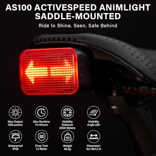 Smart Animated ​Bike Tail Light with Brake Sensing Auto On/Off, Animation & Live Speed & Peloton 3 Modes, XL Screen, Rear Bike Light, Rechargeable Bicycle Tail Light for Road Urban Cyclists Safety - Thumbnail 2