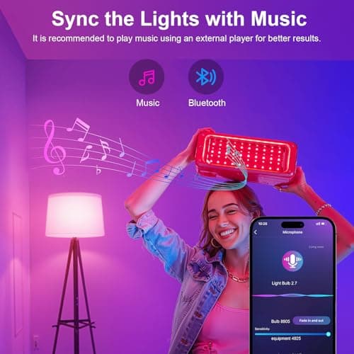 FRIDEKO HOME Smart Light Bulbs - Led Dimmible Color Changing Light Bulb for Home Works with Bluetooth Music Sync - A19 RGB Lightbulb for E26 Base with APP Control & Timer (2 Pack) - Thumbnail 3