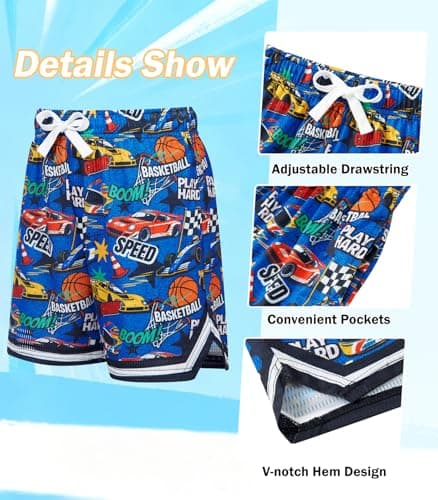 Cozople Blue Shorts for Boys Athletic Shorts Lighweigh Quick Dry Running Shorts with Pockets Casual Daily Wear - Thumbnail 5