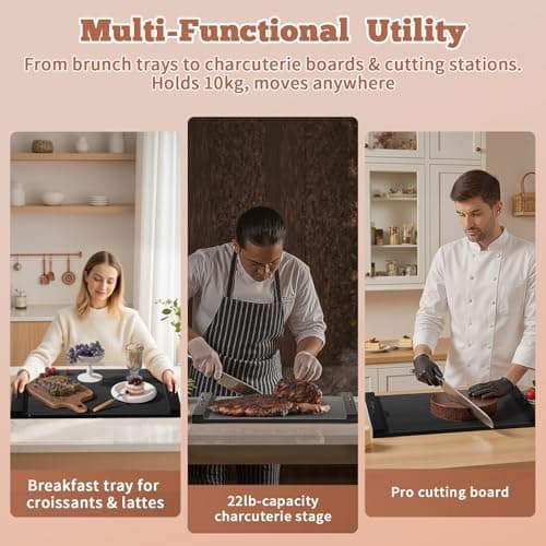 TIRYIUOU Gas Stove Top Cover: Wooden 30 * 22 Inches Electric Stovetop Covers, Noodle Board with Handles, Wood RV Cutting Board for Kitchen Counter (Black) - Thumbnail 3