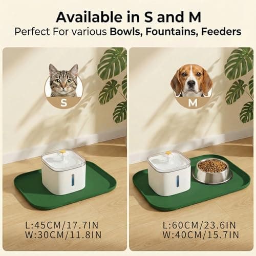 BLESWIN Waterproof Silicone Pet Feeding Mat Green with Raised Edge,24" x 16"Non-Skid Spill Proof Dog Bowl Mats, Easy Clean Cat Bowls Placemat for Cats and Dogs - Thumbnail 6