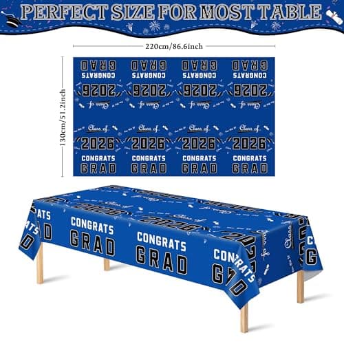 OHOME Graduation Decorations 2026 - Class of 2026 - Plastic Blue Tablecloth for Graduation Party Decorations - Class of 2026 Decorations Party Favors Supplies Banner,2 Pack - Thumbnail 2