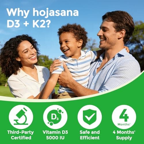 Vitamin D3 K2 5000IU 100mcg MK-7, 2-in-1 K2 D3 Vitamin Supplement for Better Bone, Immune Support, Better Calcium Absorption, with Sunflower Seed Oil, Easy to Swallow,120 Day Supply, D3 5000IU - Thumbnail 3