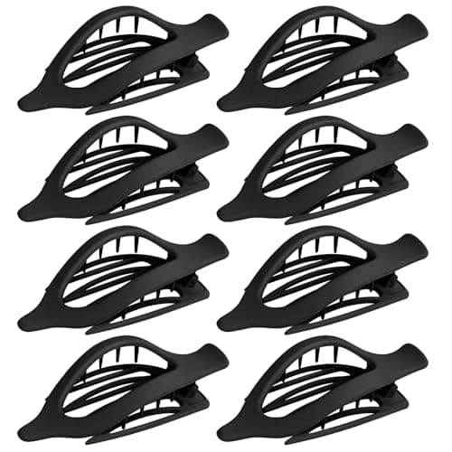 GIRLOLIIAR Flat Hair Claw Clips: 8 Pack 4.5 Inch Neutral Black Matte French Concord Claw Clips Set for Women with Thick/Thin Hair, Non-Slip Extra Hold Jaw Clips for Lay Down/Drive/Daily Use - Image 1