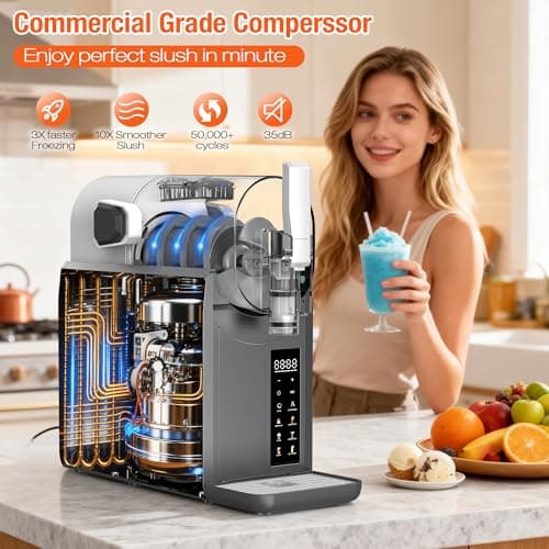Kourice Slushie Machine No Ice Needed Slushy Machine 92oz Capacity Margarita Machine with 6 Preset Programs LED Display Self-Clean Frozen Drink Maker for Slush Margaritas Smoothie Frappés Milk Shakes - Thumbnail 3