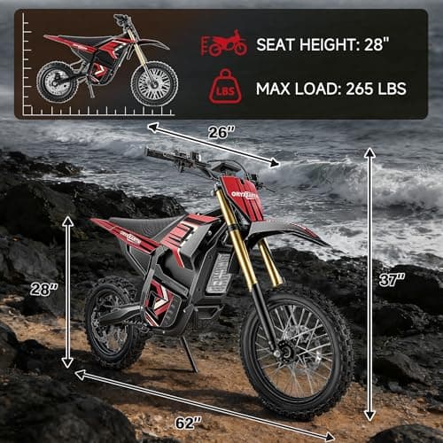 Oryxearth Electric Dirt Bike, 3000W Peak Motor 31mph Electric Motorcycle for Teens Adults, 48V 20Ah Removable Battery, Dual Hydraulic Brakes, Front & Rear Suspension Off-Road Ebike with 3-Speed Modes - Thumbnail 2