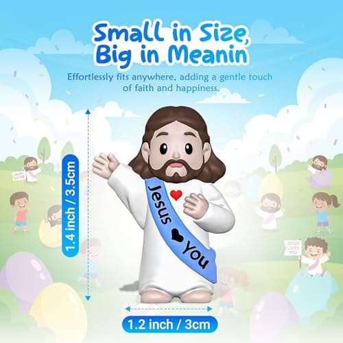VINETEN 50 Pcs Little Jesus Figures – Multicolor “Jesus Loves You”Baby Jesus Figure Mini for Easter Egg Stuffers, Christmas Party Favors, Religious Celebrations (Lively Colors) - Thumbnail 5