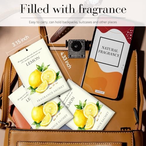HOMELLAX Lemon Scented Sachet Bags - 12 Pack Drawer & Closet Freshener, Long Lasting Odor Eliminator for Wardrobes, Cars & Storage, Home Fragrance Air Freshener Sachets - Thumbnail 5