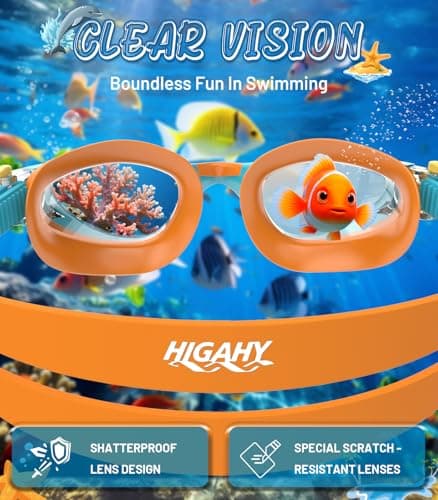 HIGAHY Kids Swim Goggles, Anti-Fog & UV Protection, Leakproof Swimming Goggles for Boys & Girls Ages 6–14 – Comfortable Fit, Wide Clear View, Adjustable Strap - Thumbnail 4