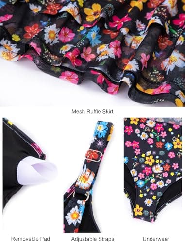 Swimdress for Women Tummy Control Floral Modest Bathing Suit 2026 One Piece Curvy Swimsuit with Skirt - Thumbnail 5