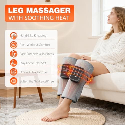 FLORAVIC Cordless Leg Massager with Heat for Daily Pain & Comfort Use, Calf Massager with Adjustable Wraps, 3 Modes & 3 Intensities, Useful Gift for Men, Athletes & Seniors, Relaxation Gifts for Women - Thumbnail 3
