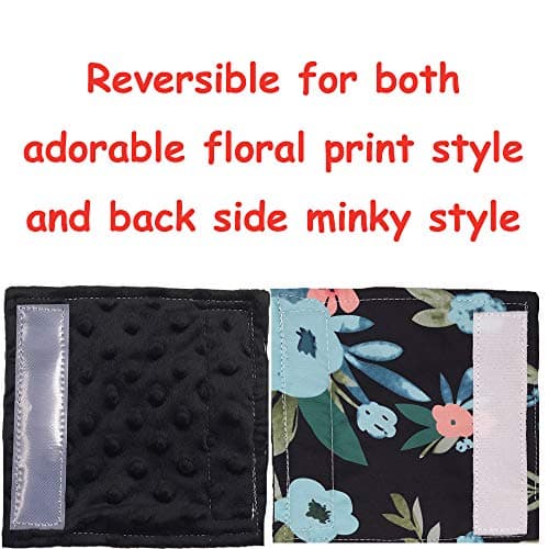 Baby Car Seat Neck Cover, Car Seat Strap Cover, Seat Belt Cushions Pads, Shoulder Strap Protectors, Reversible Pram Harness Covers in Minky Floral, Baby Neck Pad Protector - Thumbnail 4