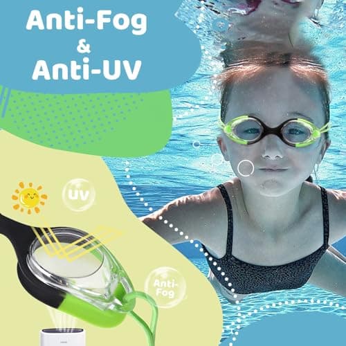 Vvinca Kids Swim Goggles 2 Pack, Bungee Strap No Hair Pulling, Anti Fog Waterproof Goggles for Boys Girls Youth Ages 3-14, Soft Silicone Seal for Pool Beach, Toddler Swim Accessories - Thumbnail 4