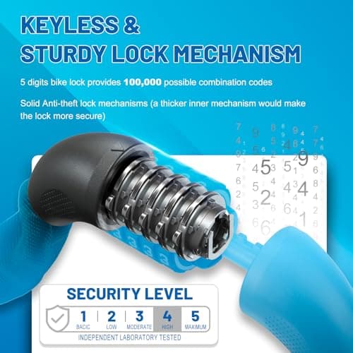 APECYC Bike Locks Heavy Duty Anti Theft, 5 Digit Combination Bike Chain Lock, 4FT Security Bicycle Lock Hardened Steel Square Chains for Bicycle, E-Bike, Motorcycle, Scooter, Gate - Thumbnail 4