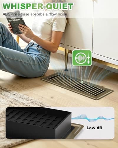 Floor Register 4 x 12, 4 Pack – Brown, Heavy-Duty Steel Vent Covers for Home Floor with Adjustable Airflow Control Lever, Rust-Resistant & Quiet Operation – Ideal for HVAC Systems - Thumbnail 5