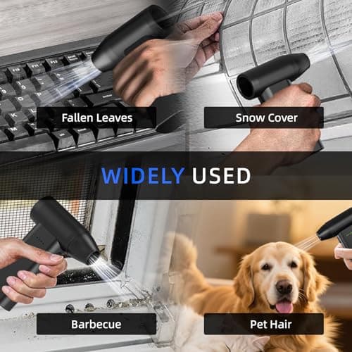 Novyllis Electric Compressed Air Duster Mini Blower Cordless with Computer Vacuum Cleaner kit Lighting 180,000 RPM 5 Speed Handheld 3 in 1 USB-C for pc Keyboards Home Car BBQ Grill - Thumbnail 5