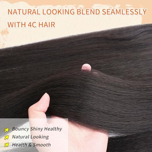6 Bundles Yaki straight bundles hair,Human Blend Synthetic Hair Yaki Straight for Black Women,Heat Resistant Soft Natural Appearance,No Shedding, No Smell,No Tangle (22 24 26 Inch) - Thumbnail 6