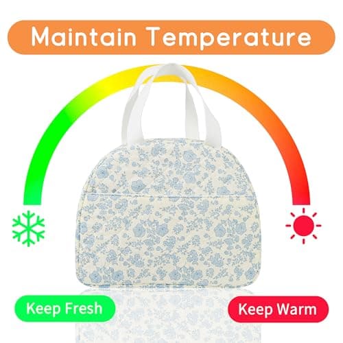 GISMTR Lunch Bag for Women Insulated Lunch Box Cute Quilted Lunch Tote Bags Reusable Large Capacity Cooler Bag for Travel Work Picnic - Thumbnail 3