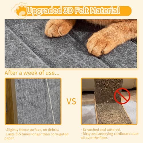 Nxwjoy Cat Scratch Pad Felt Cat Scratcher for Indoor Cats Scratching Board Scratchers for Large Cat Scratch Furniture Protector with Ball Kitten Toys L Shape 26.8 Inch Grey - Thumbnail 2