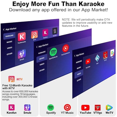 Podvoxlit Smart Karaoke Machine for Adults, with Lyrics Display, 2 Wireless Microphones, 480W Bluetooth Speaker for Party, Portable Karaoke System with Dynamic Lights for Any Occasion - Thumbnail 6