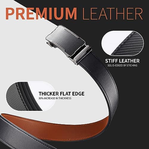 Zitahli Mens Belt Leather 2 Pack - Ratchet Belt for Men Dress Pant Shirt Oxfords,Micro Adjustable Brown Black Belt,Trim To Fit Size 28"-36" - Thumbnail 4