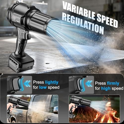 Cordless Leaf Blower for Milwaukee 18V Batteries, 125-MPH Handheld Dust Blowers with LED Light & 2 Nozzles, Battery Powered Variable Speed Turbo Blower for Leaves/Dust/Patio/Lawn/Snow(No Battery) - Thumbnail 3