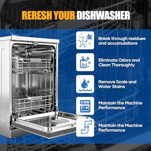 Dishwasher Cleaner Tablets - Dishwasher Cleaner And Deodorizer Tablets Lemon Scented, Heavy Duty Deep Clean Descaler Pods for Septic Safe, Prevents Buildup & Odor, Natural Limescale Remover (32 Pack) - Thumbnail 4