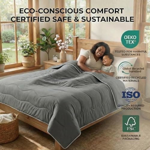 Cooling Comforter Queen, Cooling Blanket for Hot Sleepers & Night Sweats, Breathable Lightweight Comforter for Menopause & Summer, Dual Soft Cool-to-Touch, Oeko-TEX, Grey - Thumbnail 3