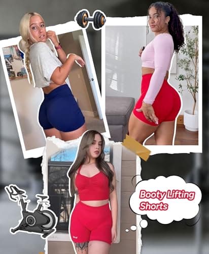 BRXL Seamless Workout Scrunch Butt Shorts for Women 5" High Waist V Back Butt Lifting No Front Seam Gym Booty Short Blue - Thumbnail 4