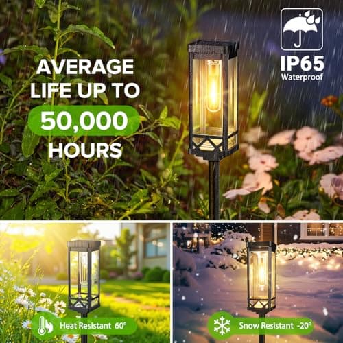 KOOPER Taller Solar Pathway Lights Outdoor, 8 Pack Upgraded Brighter Solar Garden Lights Solar Powered, Up To 15 Hours Outdoor Solar Lights for Yard Landscape Lighting Path Walkway Driveway Sidewalk - Thumbnail 3