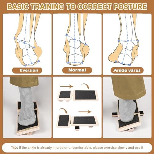 Ankle Balance Board - Single Foot Balance Board, Sprain Exerciser, Non-Slip Wood Ankle Foot Strengthener for Plantar Fasciitis Relief/Physical Therapy/Posture Correction/Balance Training - Thumbnail 5
