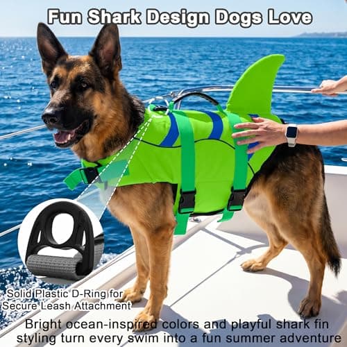 Fragralley Shark Fin Dog Life Jacket, High Buoyancy with Tear-Resistant Nylon of Dog Swim Vest, Pet Life Preserver for Small Medium Large Dogs, Puppy Float Vest for Swimming and Boating - Thumbnail 6