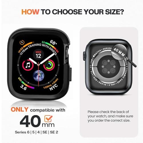 SDOCEBF Apple Watch Cover Slim Guard Bumper Full Coverage Metal Protective Case Compatible with Apple Watch Series 6 SE SE2 SE3 Series 5 Series 4 44mm, Black - Thumbnail 2