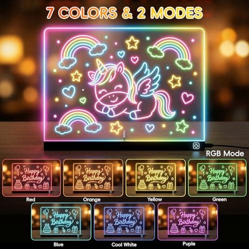 16" LED Drawing Board for Kids, Light Up Glow Doodle Pad with 12 Markers, Tracing Book & Cleaning Cloth, USB-C Acrylic Dry Erase Note Board Toy Gifts for Girls Boys Age 3-12 - Thumbnail 3