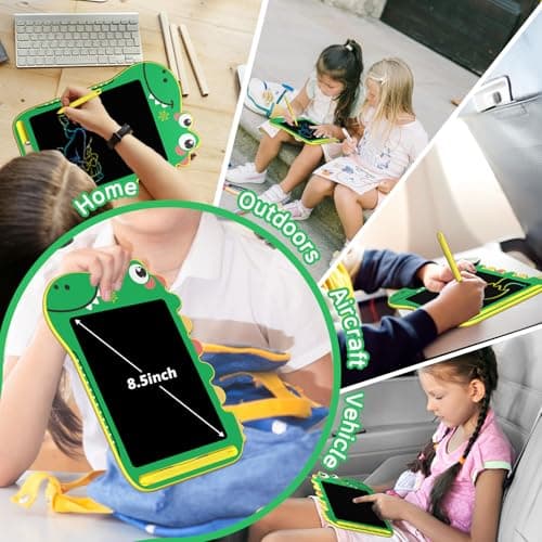 BKM LCD Writing Tablet for Kids, Educational Toddler Toys, Colorful Doodle Board Drawing Tablet with Screen Lock & Erase Button, Dinosaur Toys for Ages 3-8, Birthday Gifts for Boys Girls,8.5 inch - Thumbnail 5