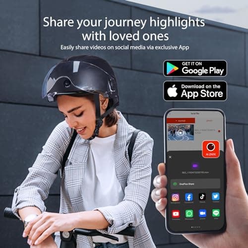 DC Smart Bike Helmet with Cameras Dual HD Front & Rear Video Recorder for Ebike & Electric Scooter, Bluetooth App Control Action Cam Helmet, CPSC Certified (Black) - Thumbnail 4