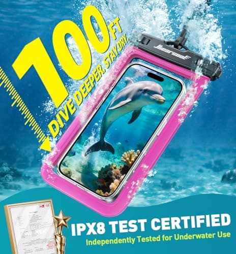 Hiearcool Waterproof Phone Pouch,Waterproof Phone Case for iPhone 17 16 15 14 13 Pro Max Plus up to 8.9",IPX8 Cellphone Dry Bag for Beach Cruise Travel-Bright Red-2Pack - Thumbnail 2