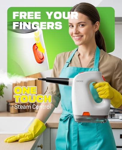 POPCHOSE Steam Cleaner with Detergent Dispenser, 15s Heat-Up Handheld Steam Cleaner for Home, 500ml Removable Water Tank, Lightweight Portable Steamer for Cleaning Grout, Windows, Kitchen, Easy Refill - Thumbnail 5