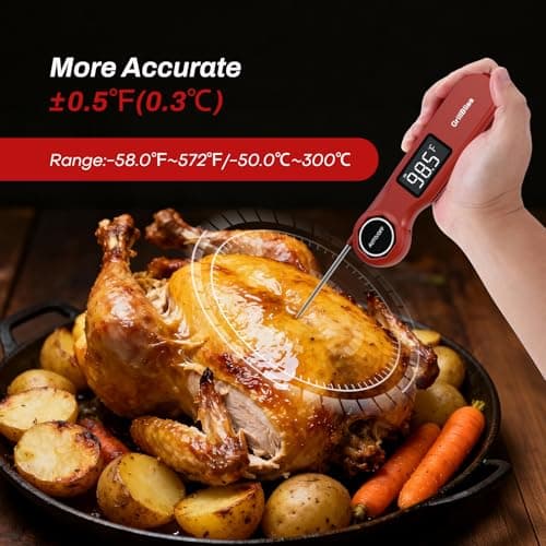 Instant Read Meat Thermometer, GrillBliss USB-C Rechargeable Digital Food Thermometer with 0.5s Fast Read & ±0.5℉ Accuracy, VA LCD Display, Cooking Thermometer for BBQ, Grill, Candy, Brewing - Thumbnail 3