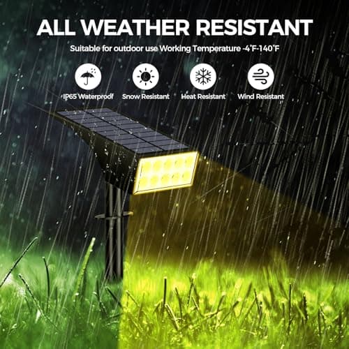 WENATY Solar Spot Lights Outdoor Waterproof IP65, Bright LEDs Solar Landscape Lighting for Outside Garden Yard, Solar Powered Spotlights for Accent Uplighting Backyard Statue Palm Tree, 2 Pack/Warm - Thumbnail 4