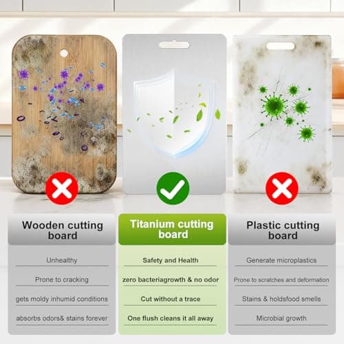 Titanium Cutting Board, 100% Pure Titanium Cutting Boards for Kitchen, Cutting Boards Non Toxic for Separating Raw Meat, Vegetables and Fruits, Dishwasher Safe & Knife Friendly(14"L x 10"W) - Thumbnail 6