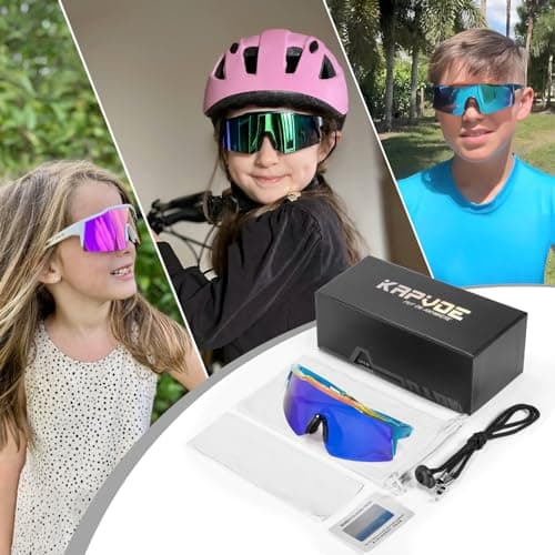 KAPVOE Youth Polarized Sports Sunglasses Kids Baseball Softball Cycling Glasses UV400 Protection for Boys Girls Age 6-12 - Thumbnail 6