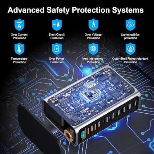 720W USB C Fast Charger Block, PD 3.1 140W 8 Port USB Charging Station, GaN Ⅲ Fast Charging Station for Multiple Devices, Laptop Charger Station Compatible with iPhone 17/iPad/MacBook,Samsung, Silver - Thumbnail 4