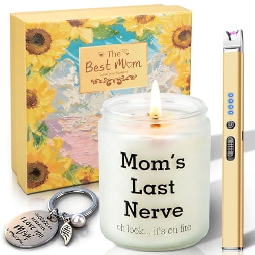 Mom's Last Nerve Candle Sets Gifts for Mom from Daughter Son, Best Mom Ever Birthday Gifts, Funny Thanksgiving Christmas Scented Candle with Electric Lighter for Stepmother, Adoptive Mother - Image 1