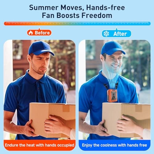 Portable Waist Fan, 5-Speed 14800RPM Strong Airflow, Personal Rechargeable Fan[Max 25H Working Time], 8000mAh Hands-Free Neck Fan, Wearable Belt Fans for Camping/Outdoor/Jobsite/Travel/Fishing - Thumbnail 5