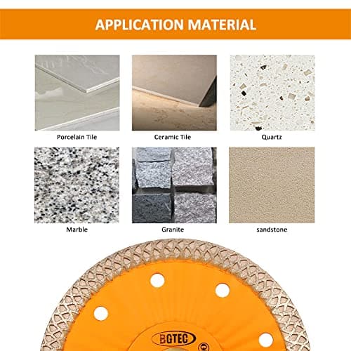 BGTEC Diamond Porcelain Saw Blades, 4 Inch/105MM Super-Thin Mesh Rim Diamond Cutting Disc with 7/8"-5/8" Arbor for Granite Tile Marble Ceramic Sandstone - Thumbnail 3