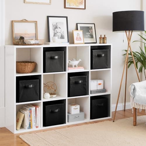 Cupic Cupid 11 Inch Storage Cube, Fabric Cube Storage Bin with Handles, Storage Cube Organizer for Clothes and Toys, Collapsible Cube Bins for Closet, Shelves, Nursery, 6-Pack, Black - Thumbnail 4